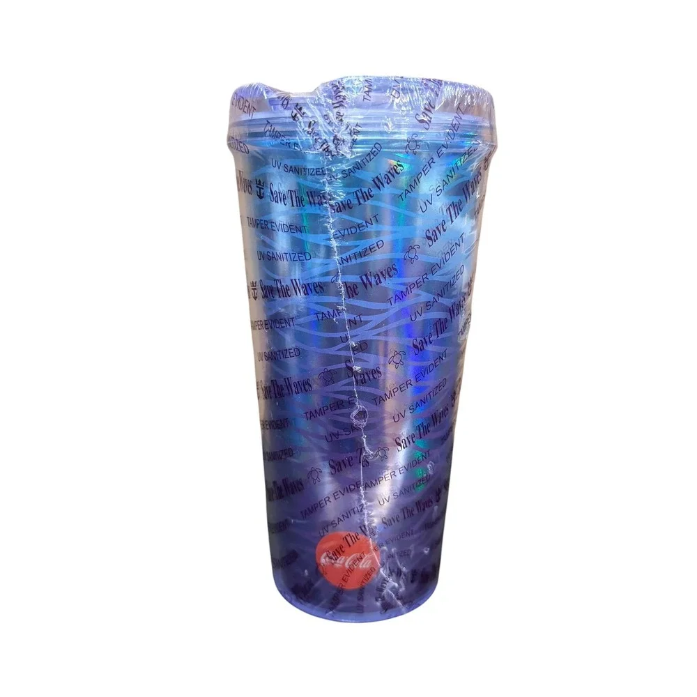 Royal Caribbean Coca-Cola Tumbler Save The Waves Iridescent Blue‎ Purple Sealed
